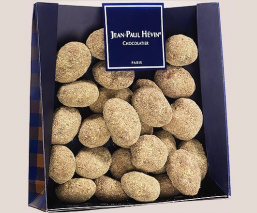 Bag of gianduja pistachio chocolate almonds