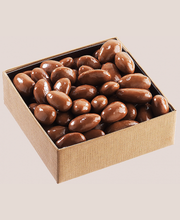 golden square of milk chocolate almonds