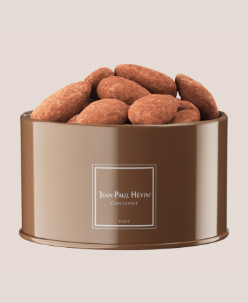 Metal box of cocoa almonds, small model