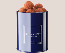 Metal box of cocoa truffles 240g